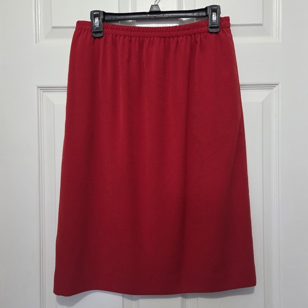 Vintage Bleye Pull-on A-line Elastic Waist Red Midi Skirt Size 12